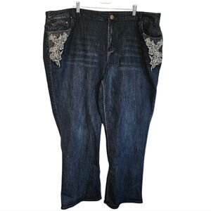 CJ Banks 24W Blue Jeans with embroidered pockets